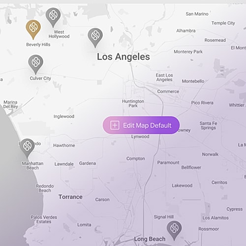 Los Angeles map with location markers and options